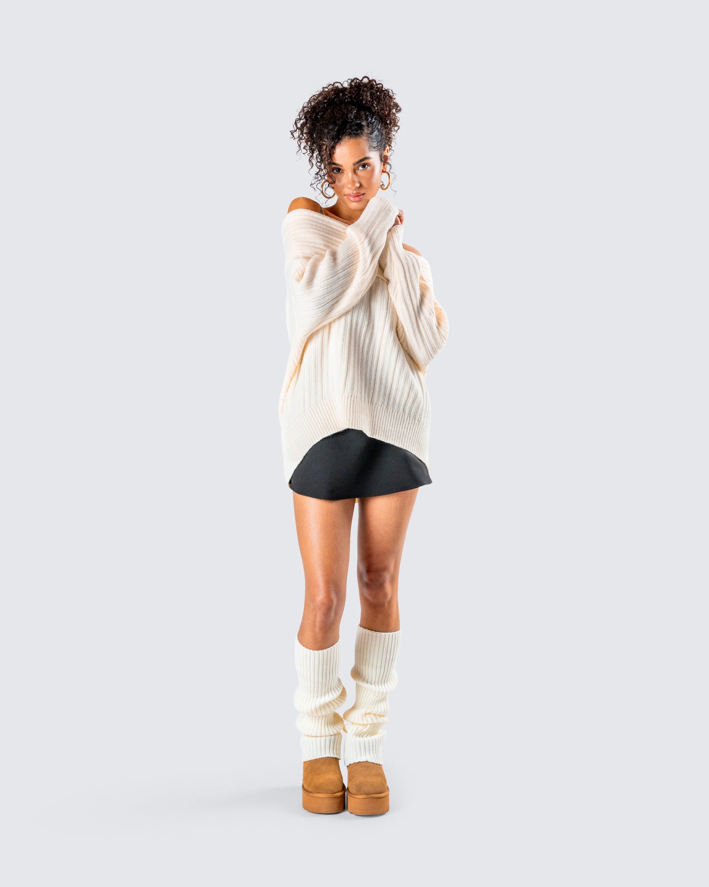 Nyx Ivory Off Shoulder Sweater Top