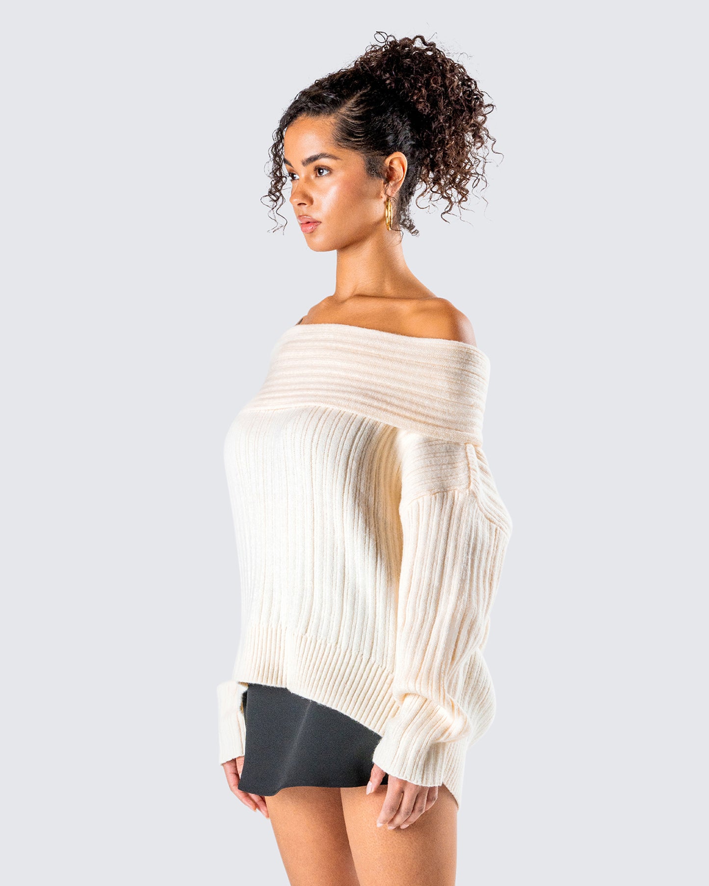 Nyx Ivory Off Shoulder Sweater Top
