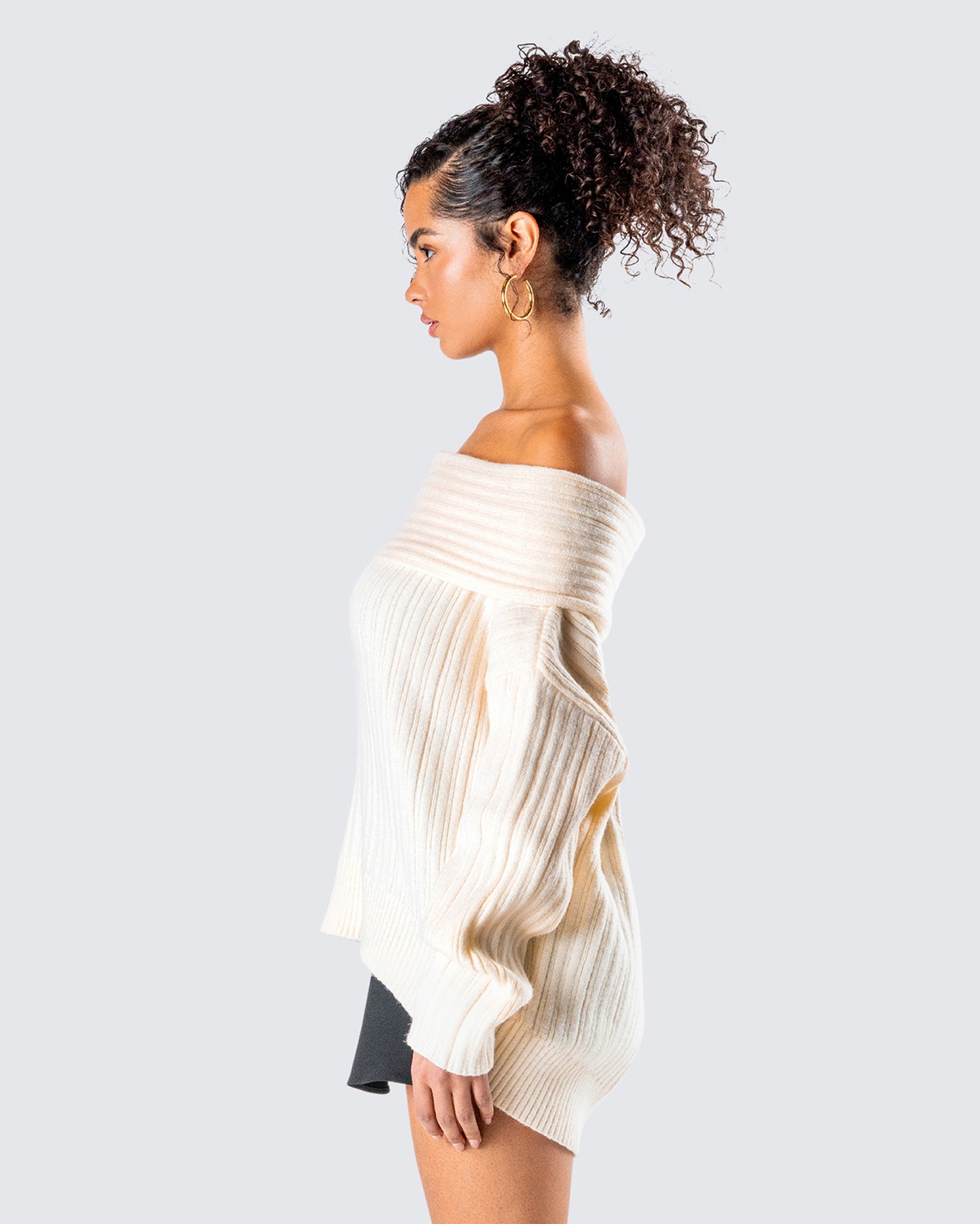 Nyx Ivory Off Shoulder Sweater Top
