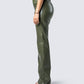 Nadir Olive Vegan Leather Pant