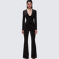 Odessa Black and Gold Metallic Jumpsuit model front