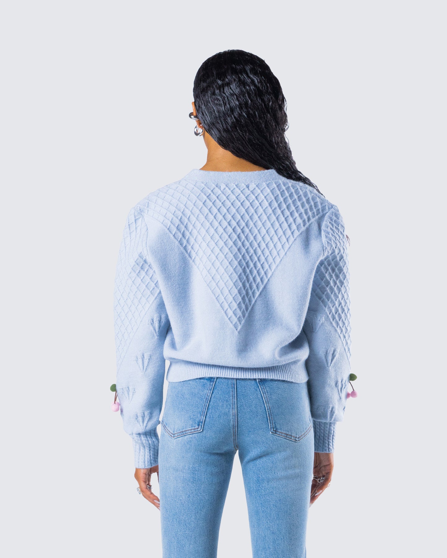 Olea Lavender Cherry Trim Cardigan