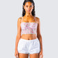 Olivia Pink Flower Corset Top model front