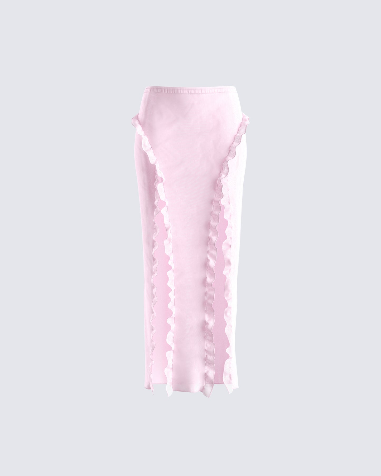 Omid Pink Ruffled Mesh Maxi Skirt 3d product front