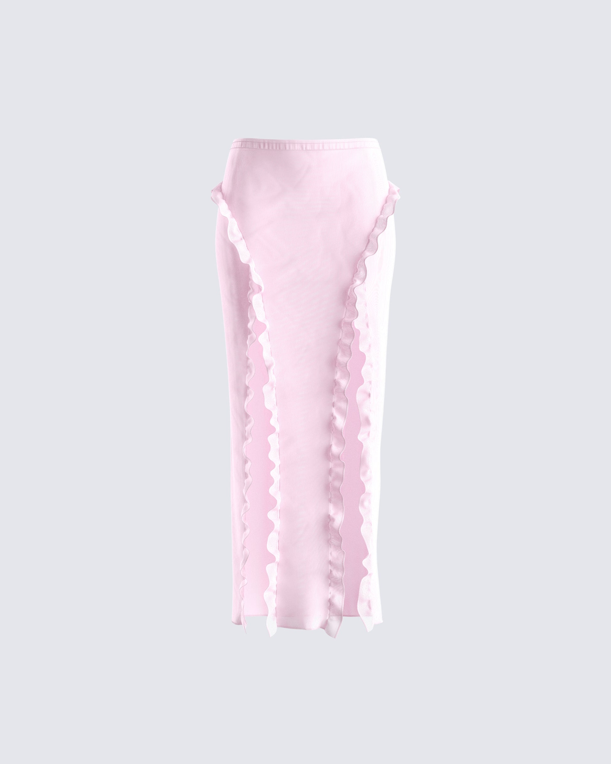 Omid Pink Ruffled Mesh Maxi Skirt 3d product front
