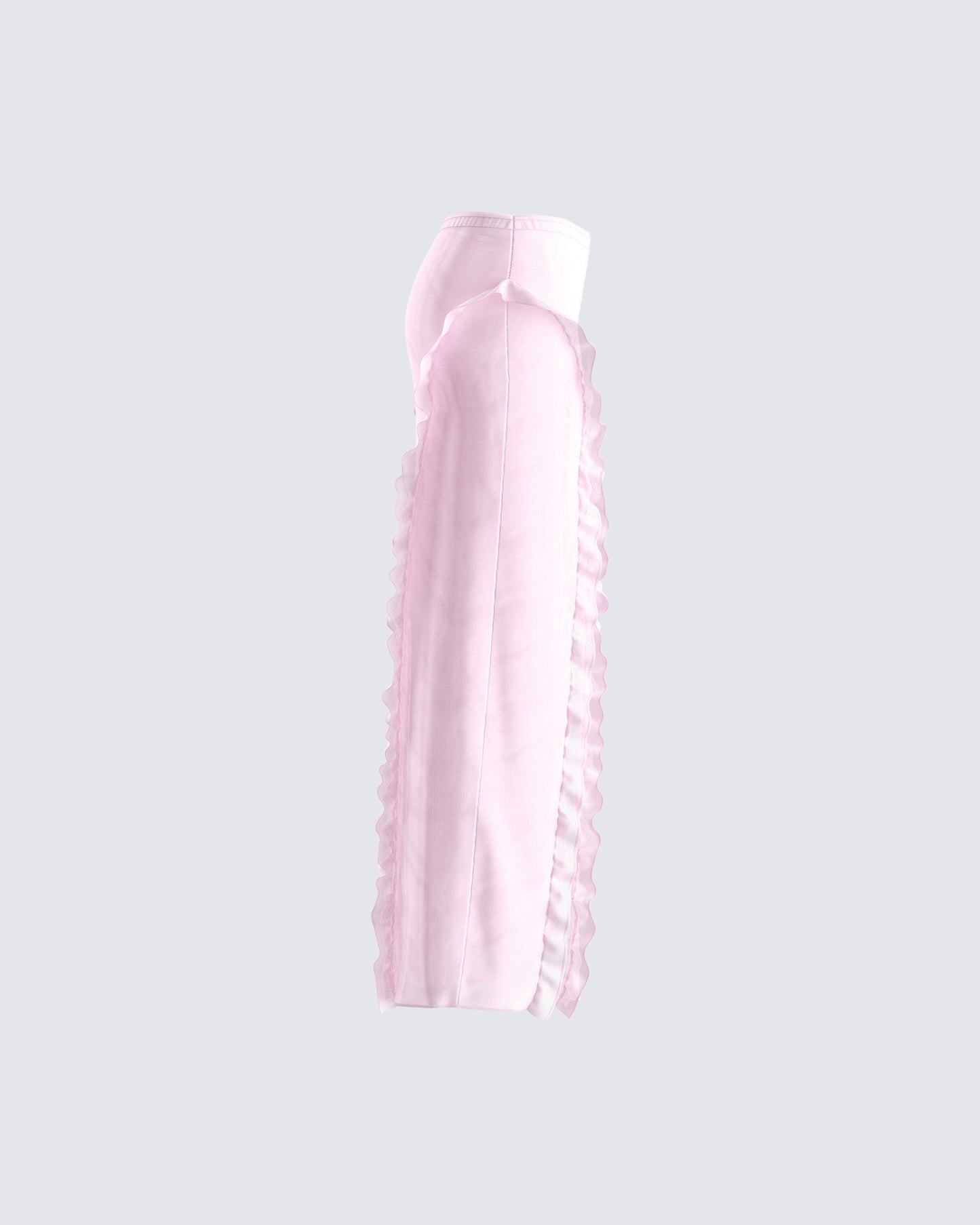 Omid Pink Ruffled Mesh Maxi Skirt
