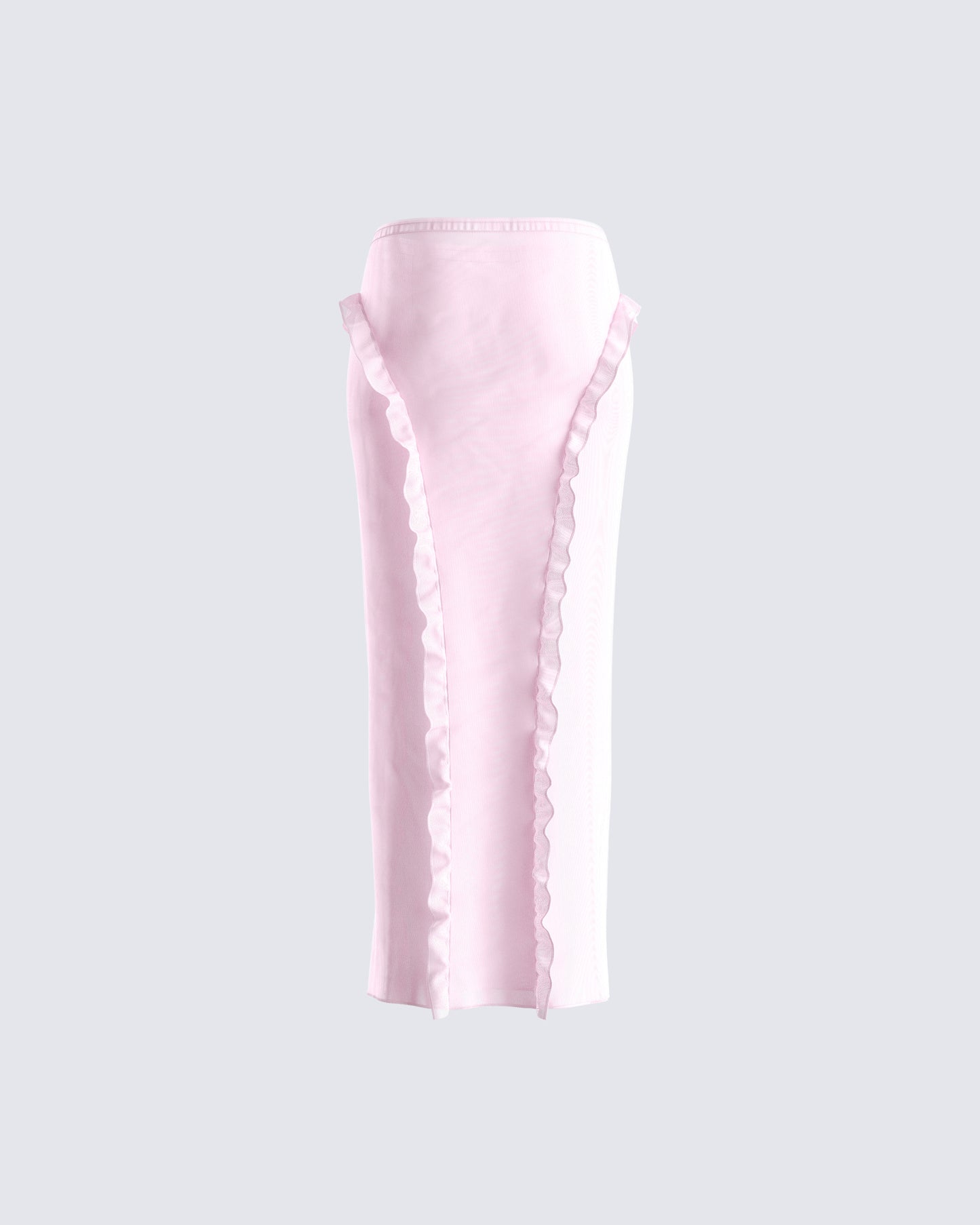 Omid Pink Ruffled Mesh Maxi Skirt