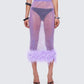 Ophira Lavender Rhinestone Feather Trim Skirt model front
