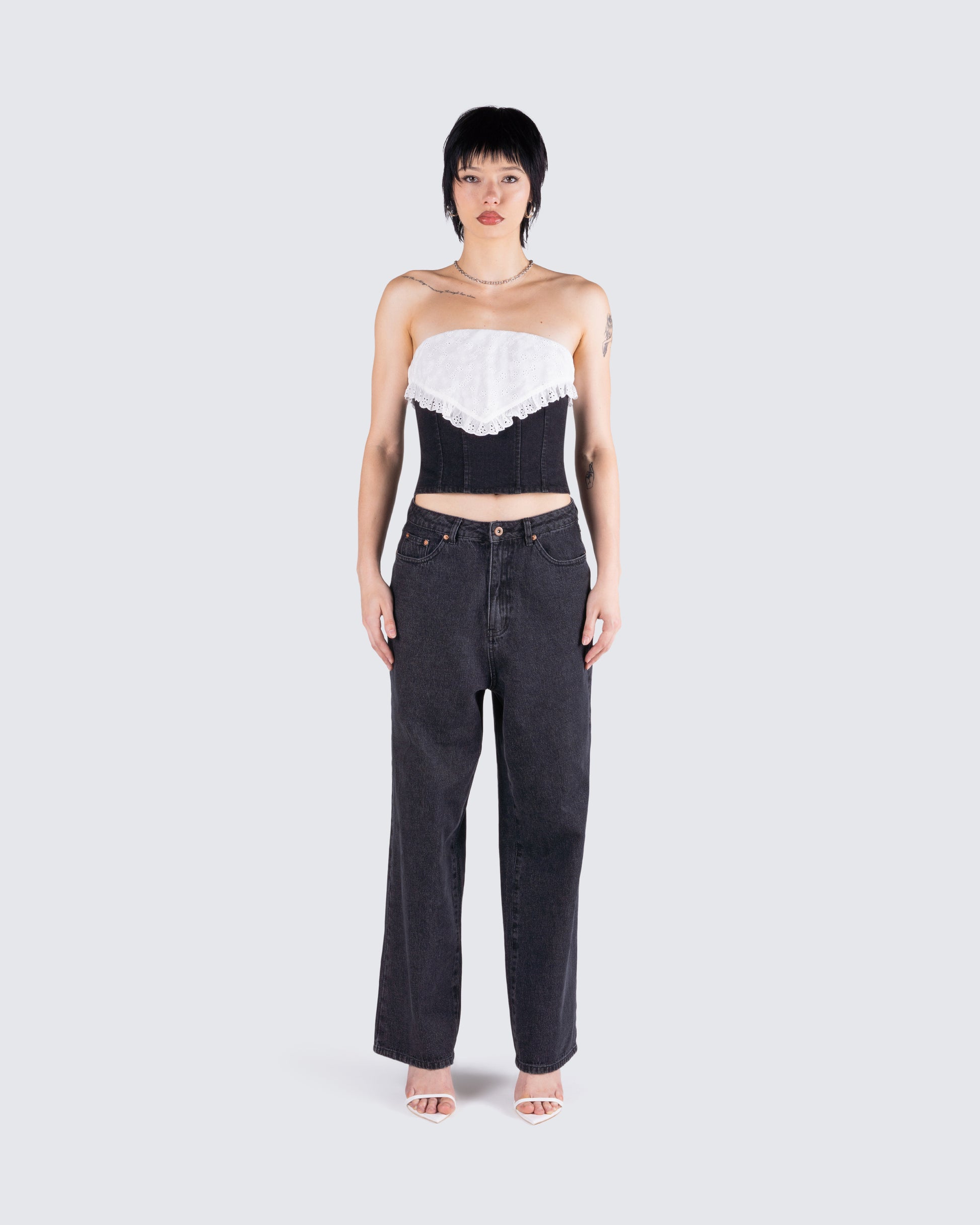 Padma Denim Set model front