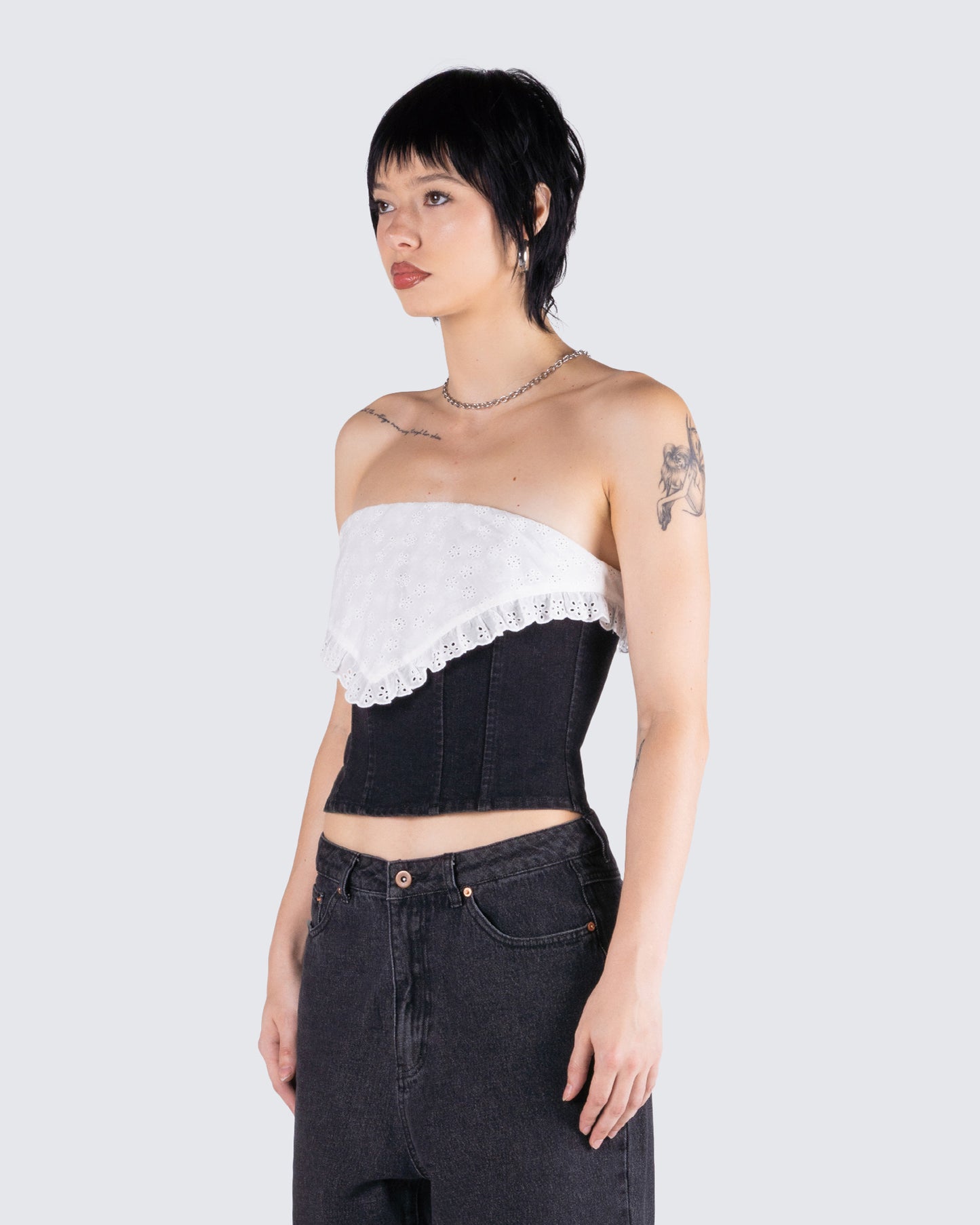 Padma Multi Eyelet Denim Tube Top