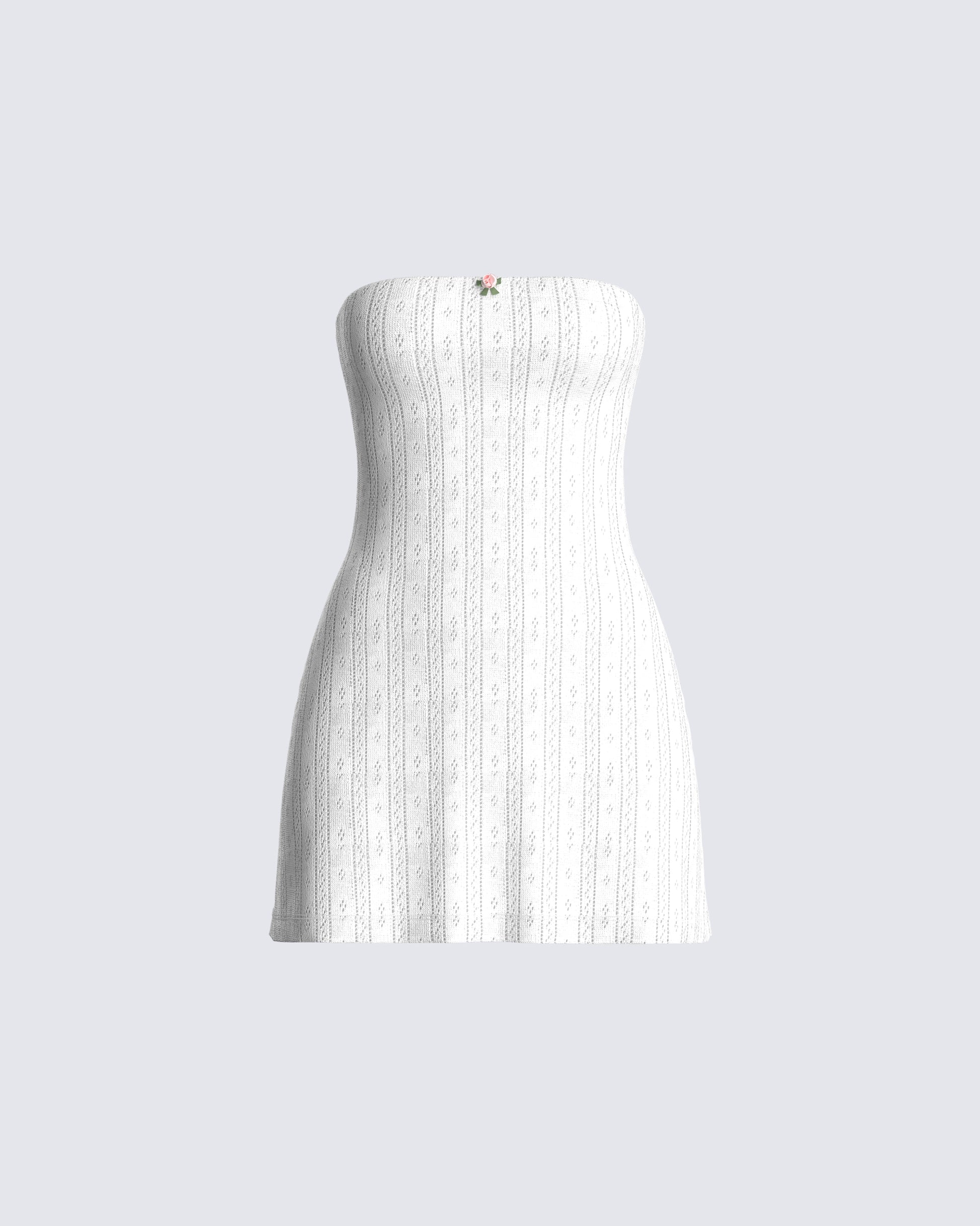 Paloma White Pointelle Mini Dress 3d product front