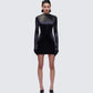 Pam Black Mini Dress & Gloves model front