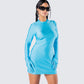 Pam Blue Mini Dress & Gloves