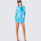 Pam Blue Mini Dress & Gloves