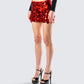 Philo Red Sequin Mini Skirt
