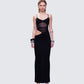 Philomena Black Mesh Window Maxi Dress model front