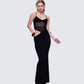 Philomena Black Mesh Window Maxi Dress