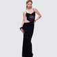 Philomena Black Mesh Window Maxi Dress