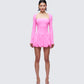 Pili Pink Drop Bubble Hem Micro Mini Dress model front