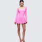 Pili Pink Drop Bubble Hem Micro Mini Dress