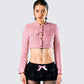 Pippa Pink Tweed Cropped Jacket model front