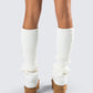 Pollie White Ribbed Leg Warmer