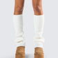 Pollie White Ribbed Leg Warmer model front