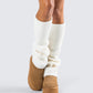 Pollie White Ribbed Leg Warmer