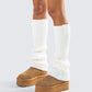 Pollie White Ribbed Leg Warmer