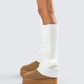 Pollie White Ribbed Leg Warmer