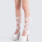 Porsha White Satin Platform Heel