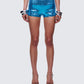 Posie Blue Sequin Mini Shorts model front
