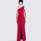 Prue Red Jersey One Shoulder Dress model front