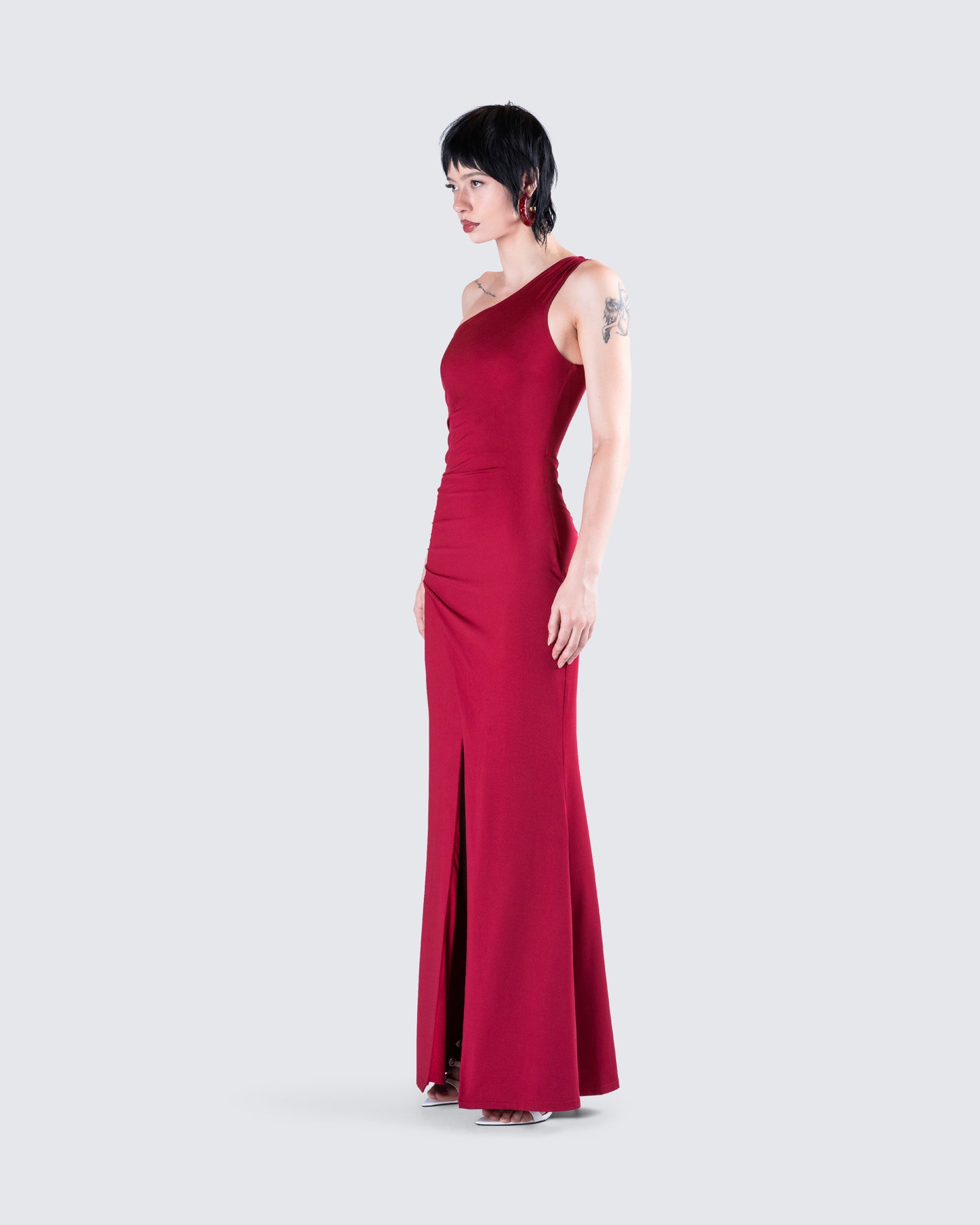 Prue Red Jersey One Shoulder Dress