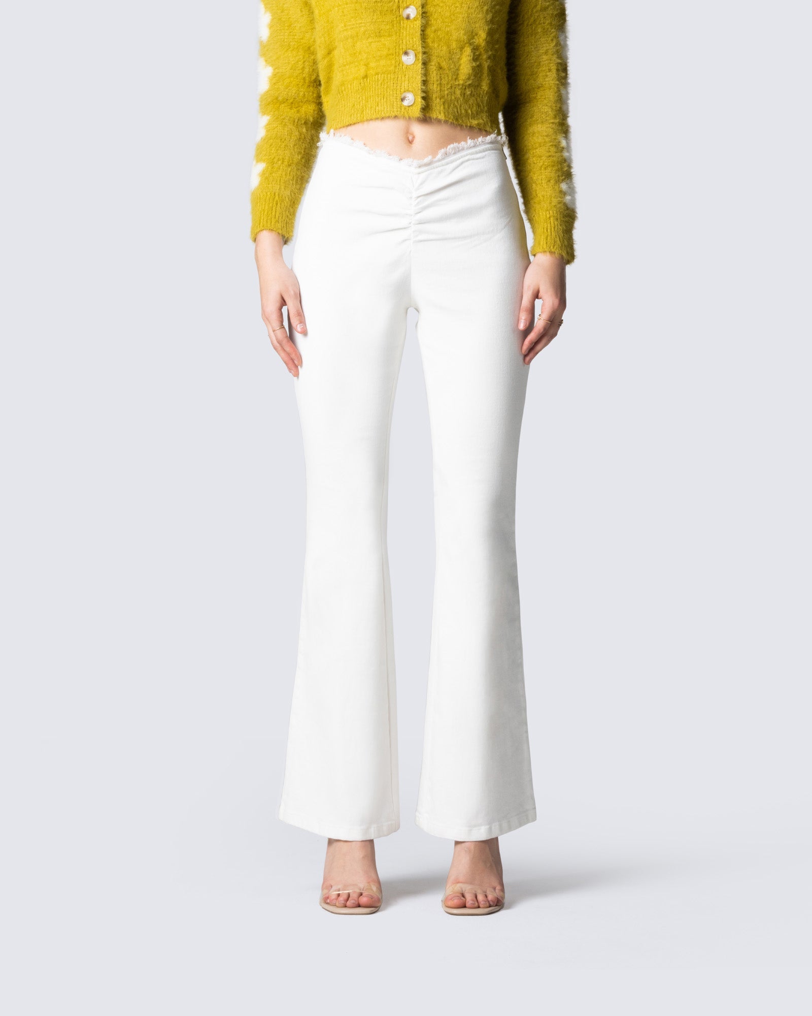 Lyle White V Waist Pant model front
