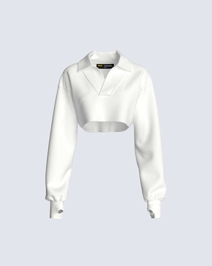 Bella Paradise Cropped Collared Pullover