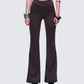 Quintessa Brown Ruched Back Flare Pants model front