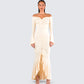 Rafella Yellow Off Shoulder Dress model front