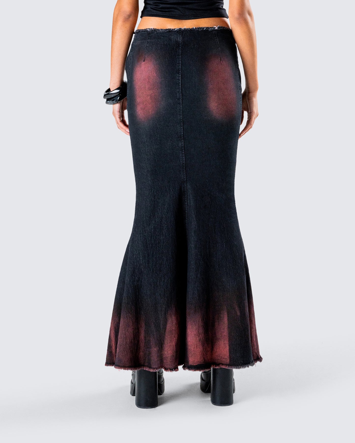 Raine Black Washed Maxi Skirt