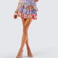 Raisa Paisley Tiered Micro Mini Skirt