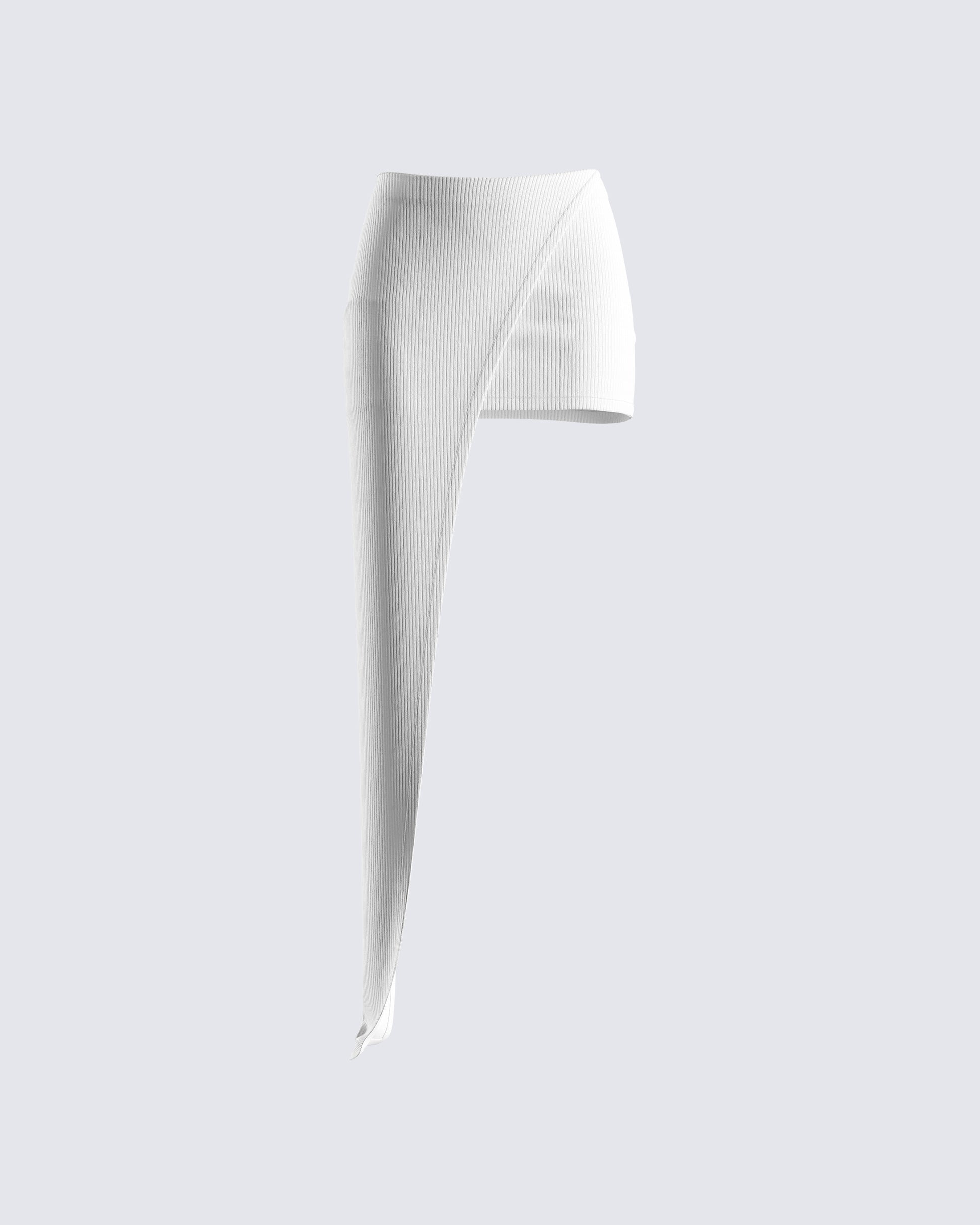 Rami White Rib Draped Mini Skirt 3d product front