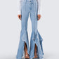 Reagan Blue Denim Frayed Jean model front