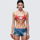 Reign Red Vegan Leather Star Bra model front