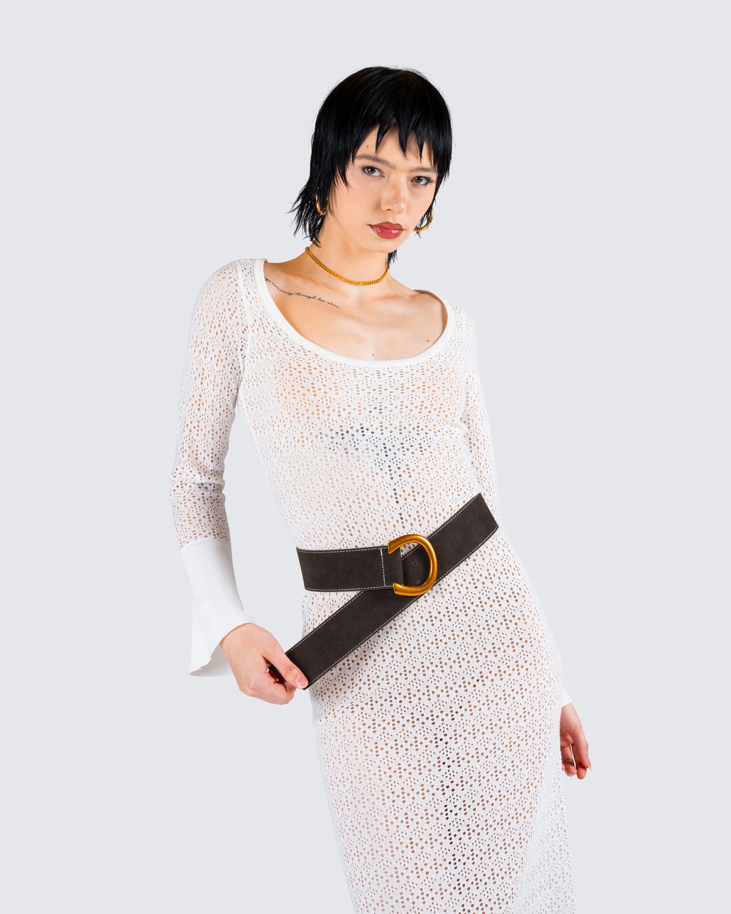 Rejina Brown Faux Suede Belt