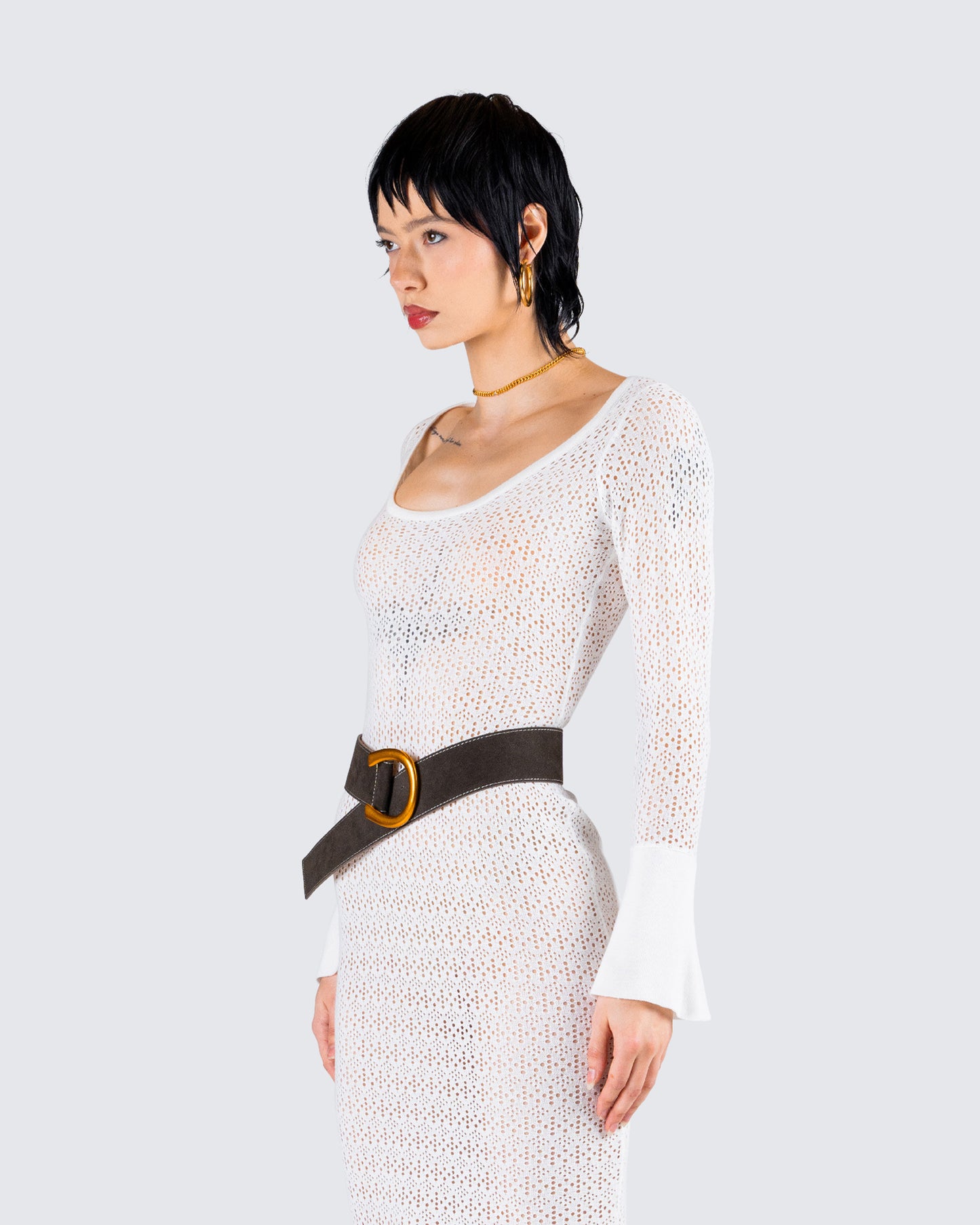 Rejina Brown Faux Suede Belt