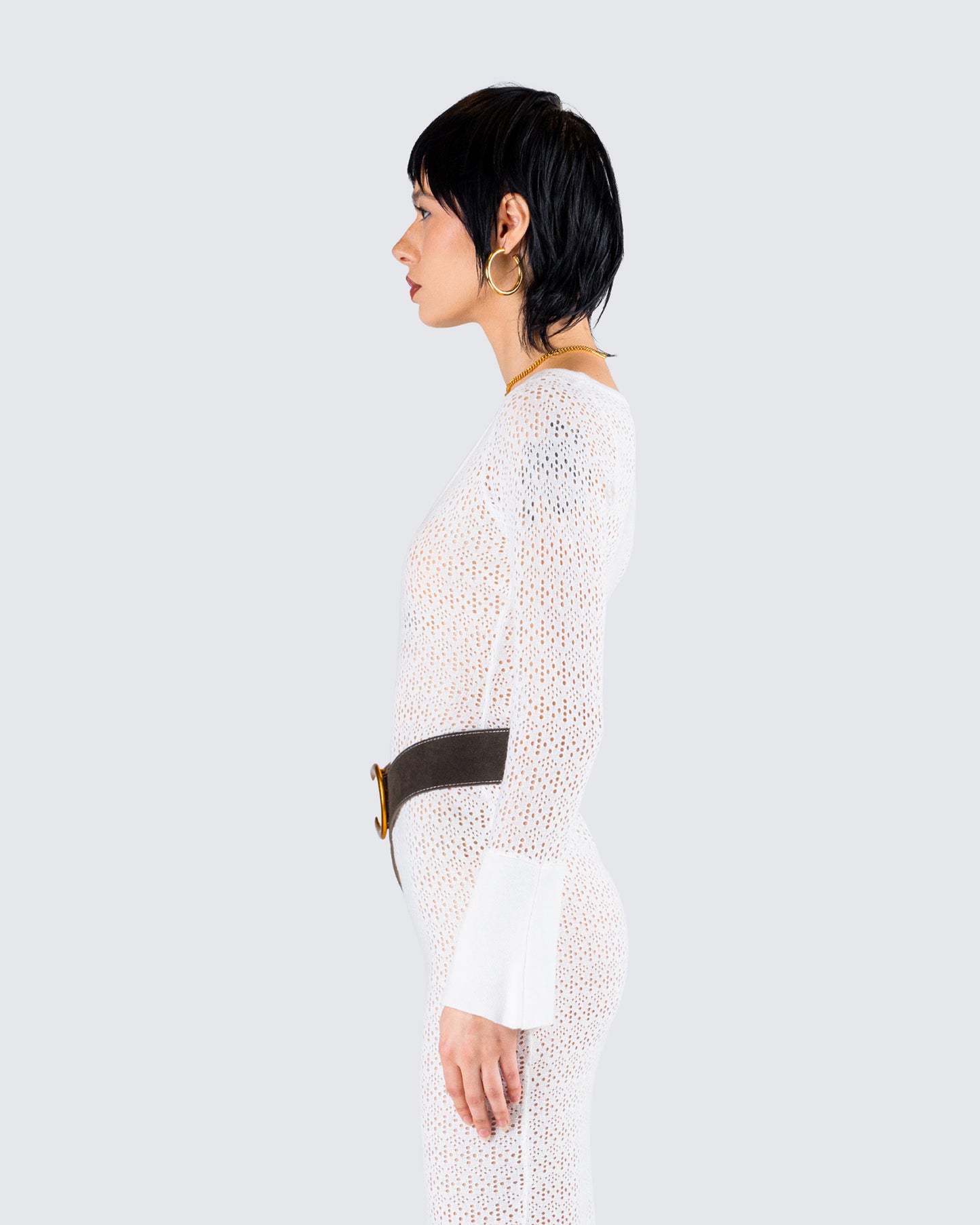 Rejina Brown Faux Suede Belt