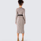 Rejina Taupe Wide Rib Midi Dress
