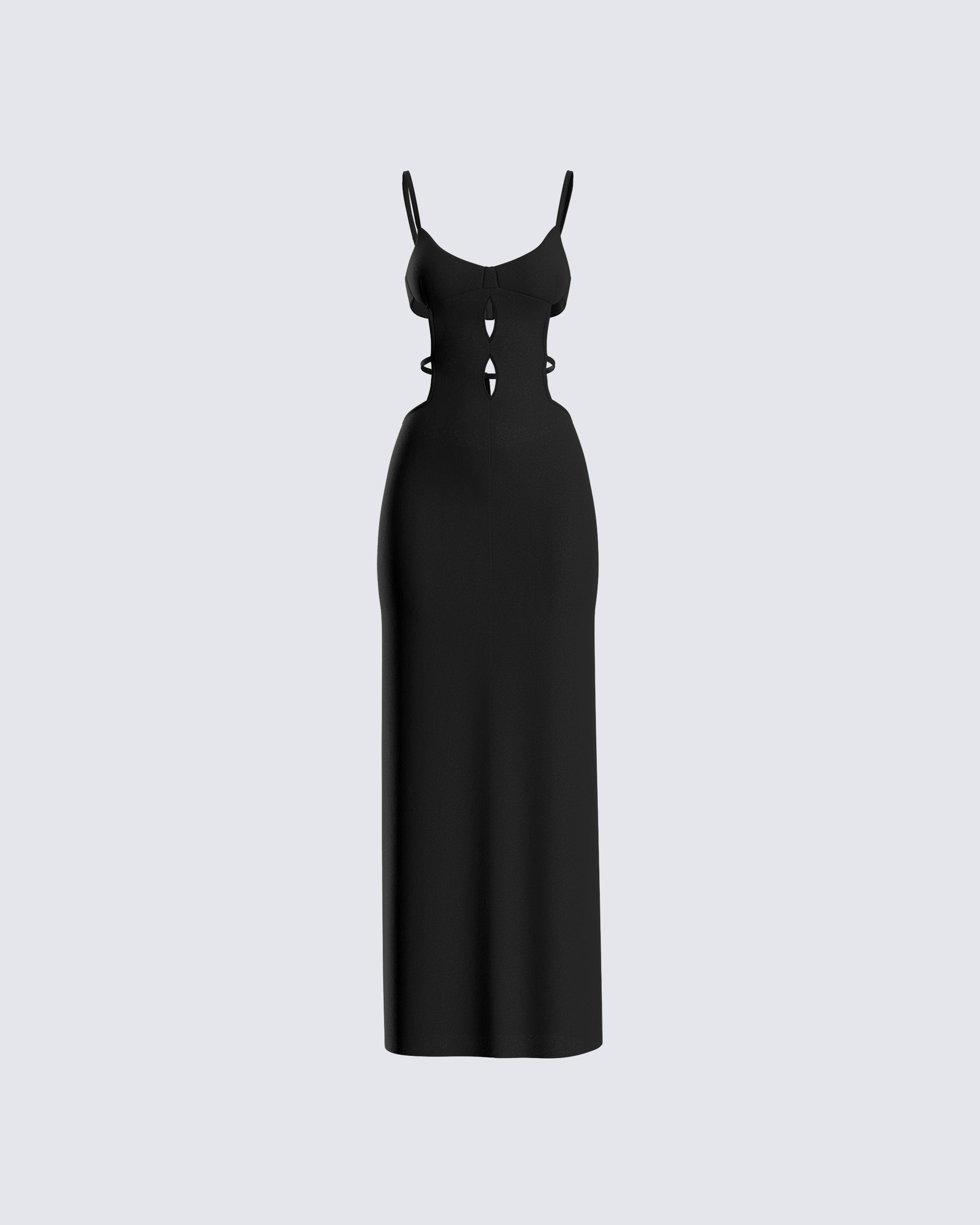Renata Black Cut Out Maxi Dress 3d product front