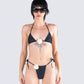 Revel Black Bikini Flower Top model front