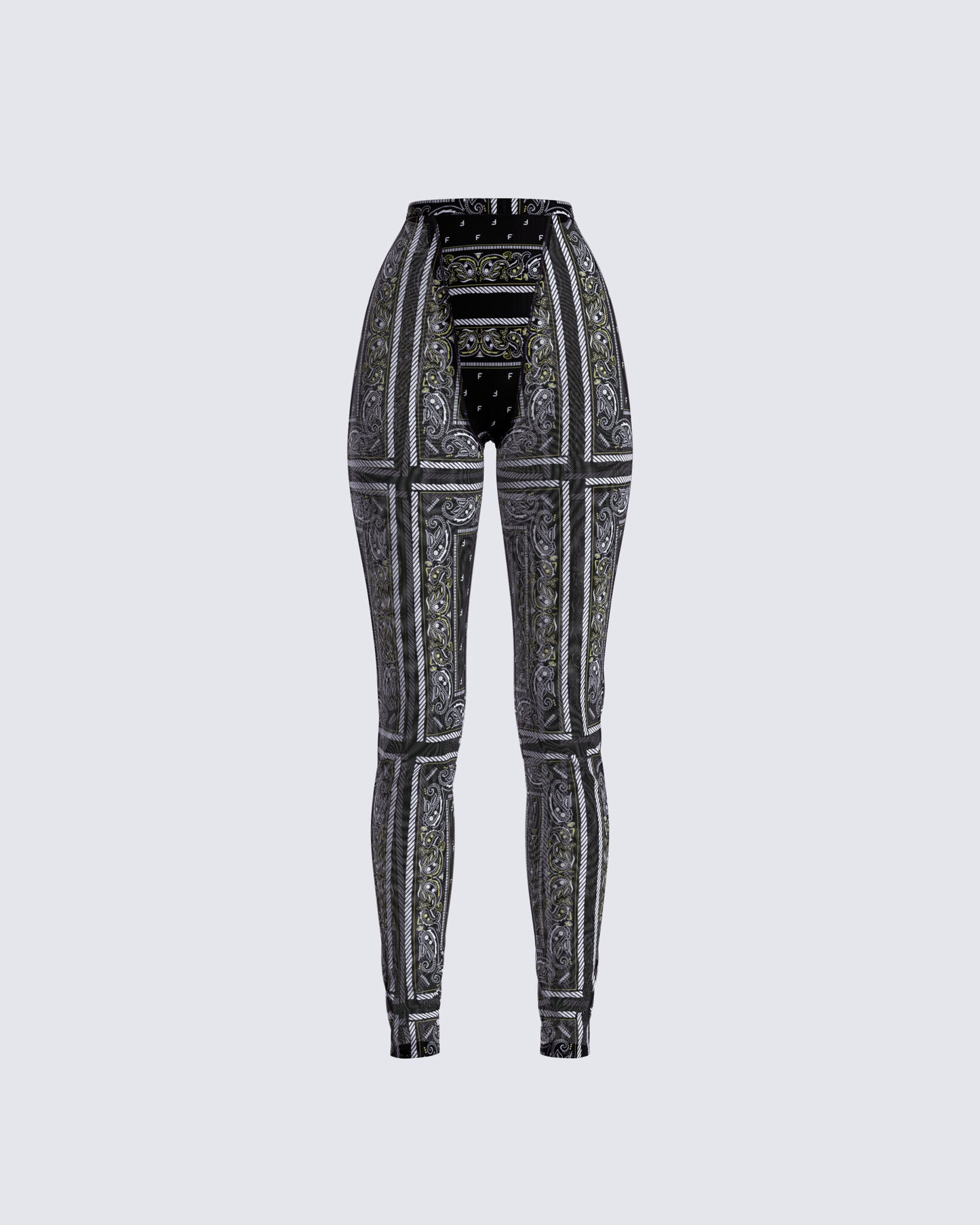 Rikku Black Bandana Mesh Leggings product front